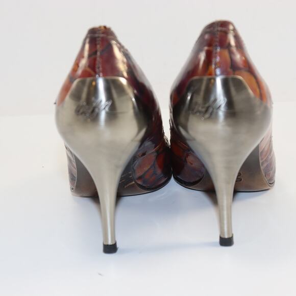 Donald J Pliner Brown Textured Leather Heels Size 6.5 - Picture 4 of 8